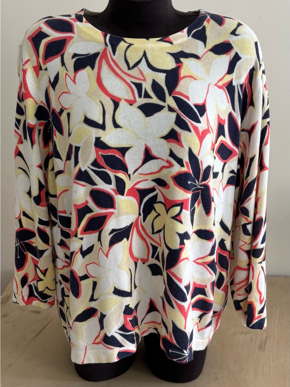 Sag Harbor Women’s 3/4 Length Sleeve Floral Top - 2X